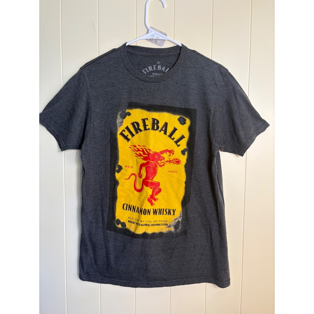 Fireball Cinnamon Whisky Graphic T-Shirt Charcoal Gray Ripple Junction Medium